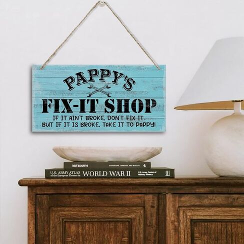 Vintage "Opa's Fix-It Shop If It Ain't Broke, Don't Fix It. But If It Is Broke, Take It To Opa" Decor Sign, Printed Wood Plaque Sign, Hanging Wood Sign Home Decor, Gift for Grandpa 12"x6" in Saudi Arabia