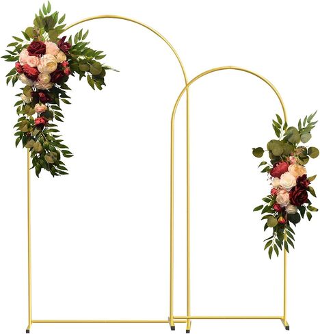 Gold Metal Wedding Arch Backdrop Stands Set of 2 (7.2FT & 6FT), Metal Square Balloon Arch Frame for Birthday Party, Ceremony, Baby Shower in Saudi Arabia