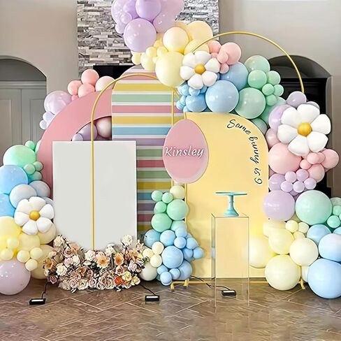 Gold Metal Wedding Arch Backdrop Stands Set of 2 (7.2FT & 6FT), Metal Square Balloon Arch Frame for Birthday Party, Ceremony, Baby Shower in Saudi Arabia