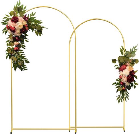 Gold Metal Wedding Arch Backdrop Stands Set of 2 (7.2FT & 6FT), Metal Square Balloon Arch Frame for Birthday Party, Ceremony, Baby Shower in Saudi Arabia