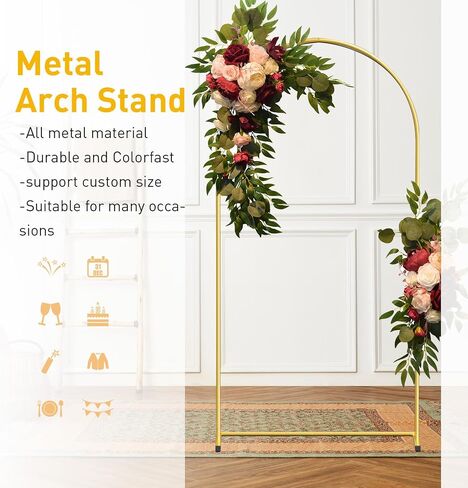 Gold Metal Wedding Arch Backdrop Stands Set of 2 (7.2FT & 6FT), Metal Square Balloon Arch Frame for Birthday Party, Ceremony, Baby Shower in Saudi Arabia