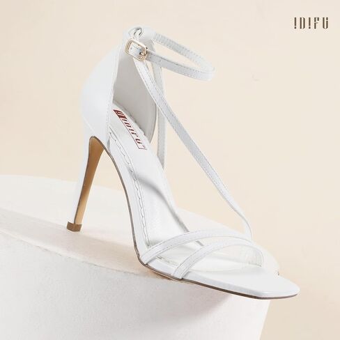 IDIFU IN4 Strappy Heels for Women Sexy High Stiletto Square Open Toe Heels Dress Shoes for Women Dressy Wedding Prom Bridal Bridesmaid Shoes Ankle Strap Heeled Sandals Comfortable Cute Trendy Heels in Saudi Arabia