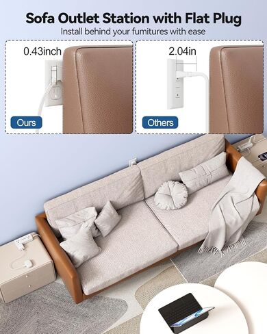2 Prong Flat Plug Power Strip, 1875W 2 Prong Extension Cord with 180° Rotating Flat Plug, US to Japan Plug Adapter with 4 AC 3 USB, 5 FT Extension Cord, Ideal for Non-Grounded Outlets, Non Surge in Kuwait