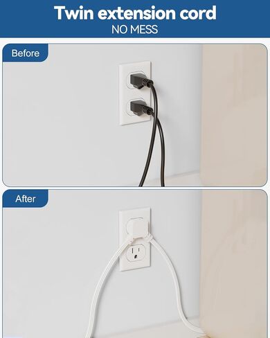 2 Prong Flat Plug Power Strip, 1875W 2 Prong Extension Cord with 180° Rotating Flat Plug, US to Japan Plug Adapter with 4 AC 3 USB, 5 FT Extension Cord, Ideal for Non-Grounded Outlets, Non Surge in Kuwait