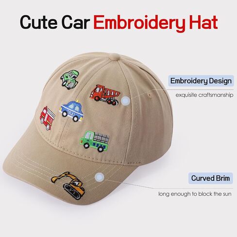 Excavator Embroidered Toddler Baseball Hat, Boys Girls Car Trucker Hat Adjustable Sun Hat Big Brother Gift for Kids 3-8 Y in Saudi Arabia