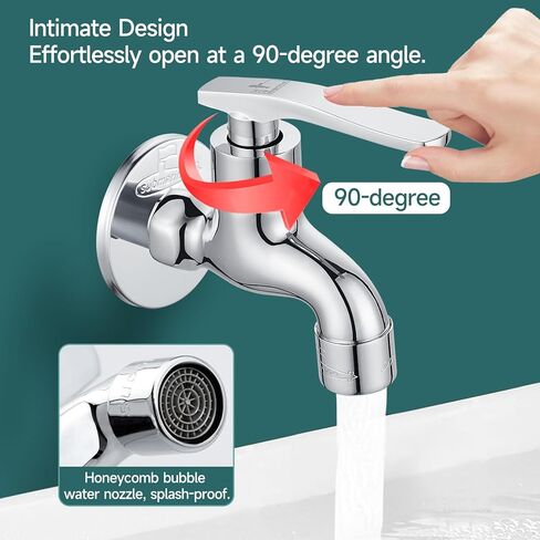 صنبور خارجي من النحاس الفضي من SUBMARINE، صنبور مثبت على الحائط بواجهة G1/2 بوصة، يستخدم لحوض ممسحة الحمام، وحوض المطبخ، والشرفة والحديقة (مطلي بالكروم) in Kuwait