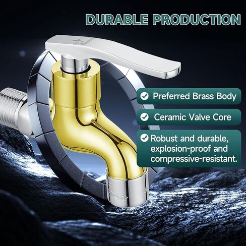 صنبور خارجي من النحاس الفضي من SUBMARINE، صنبور مثبت على الحائط بواجهة G1/2 بوصة، يستخدم لحوض ممسحة الحمام، وحوض المطبخ، والشرفة والحديقة (مطلي بالكروم) in Kuwait