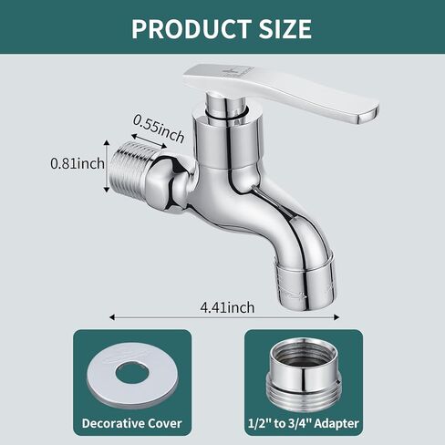 صنبور خارجي من النحاس الفضي من SUBMARINE، صنبور مثبت على الحائط بواجهة G1/2 بوصة، يستخدم لحوض ممسحة الحمام، وحوض المطبخ، والشرفة والحديقة (مطلي بالكروم) in Kuwait