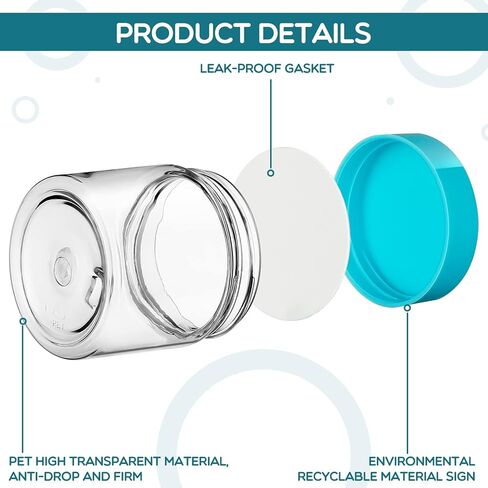 SATINIOR 6 Pack Clear Container with Lids Small Plastic Jars Wide Mouth Round Airtight Leak Proof Container Jars with Lid for Travel Storage, Cosmetic,eye Shadow, Nails, Paint, Jewelry(Black,8 oz) in Kuwait