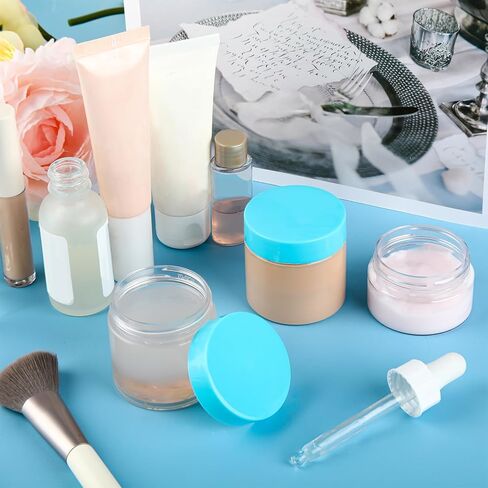 SATINIOR 6 Pack Clear Container with Lids Small Plastic Jars Wide Mouth Round Airtight Leak Proof Container Jars with Lid for Travel Storage, Cosmetic,eye Shadow, Nails, Paint, Jewelry(Black,8 oz) in Kuwait