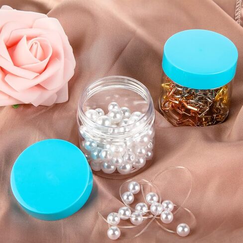 SATINIOR 6 Pack Clear Container with Lids Small Plastic Jars Wide Mouth Round Airtight Leak Proof Container Jars with Lid for Travel Storage, Cosmetic,eye Shadow, Nails, Paint, Jewelry(Black,8 oz) in Kuwait