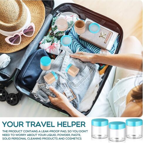 SATINIOR 6 Pack Clear Container with Lids Small Plastic Jars Wide Mouth Round Airtight Leak Proof Container Jars with Lid for Travel Storage, Cosmetic,eye Shadow, Nails, Paint, Jewelry(Black,8 oz) in Kuwait