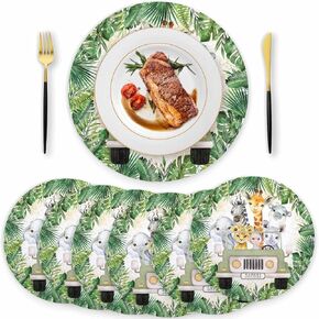 50 Pieces Paper Placemats for Safari Baby Shower, 13.7" Jungle Animals Disposable Table Place Mats for Wild One Birthday Party, Wild Animals Baby Shower Birthday Decorations