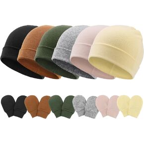 Newborn Baby Hats and Mittens Set Infant Beanie Cap Toddler Gloves Newborn Hospital Hats for Baby Boy Girl Kid