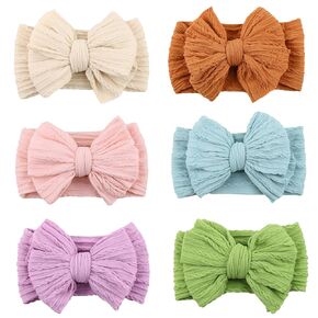 Baby Nylon Headbands Soft Hair Bow Elastics Hairbands Accessories for Baby Girls Newborn Infant Toddler Kids (Blue)