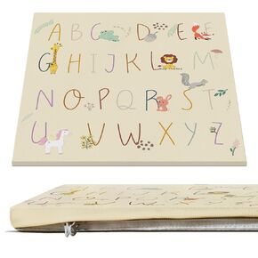 Vegan Leather Baby Play Mat, Wipe-Clean Play Mat for Floor, 47x47 in Thicken Foam Cushioned & Waterproof Playpen Mats for Infants, Kids and Toddlers