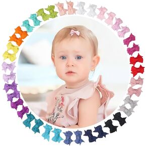 CÉLLOT Mini Bows for Girls Bows Snap Clip Baby Hair Clip Grosgrain Ribbon 1.5" Tiny Hair Clips for Baby Girls Toddlers Infant Fine Thin Hair，20 Colors in Pairs