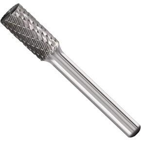 HAUTMEC Pro Ball Nosed Cylinder Tungsten Rotary File Carbide Burr 1/4" shank,1/4" head size Double Cut for Die Grinder Bit Woodworking,Drilling, Metal Carving, Engraving, Polishing HT0198-MC