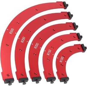 Radius Jig Router Templates, R100 R150 R200 R250 R300 Corner Radius Routing Templates for Woodworking Cabinet Wardrobe - 5Packs