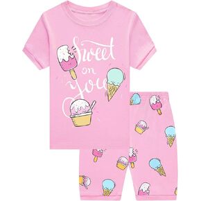 Little Hand Pajamas for Girls Dinosaur Short Sets Kids Cotton Unicorn Sleepwear Toddler Pjs Summer Clothes Shirt
