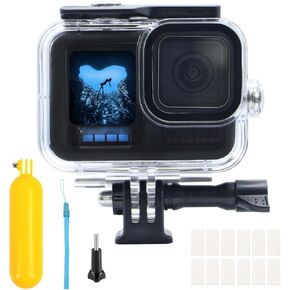 Waterproof Case for Go Pro Hero 13/Hero12 /Hero11 /Hero10 /Hero9 Black, Protective Underwater Diving Housing with Dive Kit Accessories for Hero13/12/11/10/9 Black Action Camera