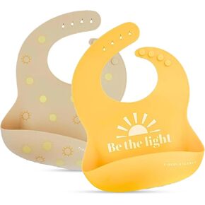 PARKER & ELOWYN Silicone bibs | Pack of 2 Silicone Bibs for Baby Boy or Girl | 100% Silicone Bibs for Babies 6-72 months