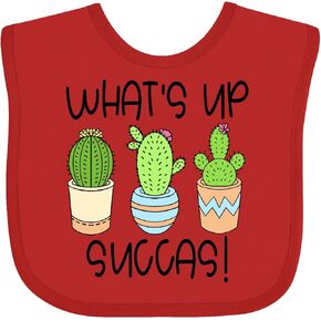 inktastic What's Up Succas Funny Cacti Plants Baby Bib