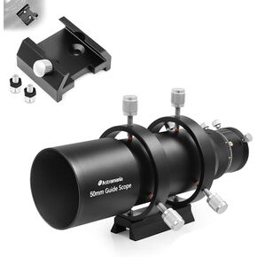 Astromania Dovetail Mounting Base with 2 Holes for M4 Screws - Bundle with - Guide Scope 50mm