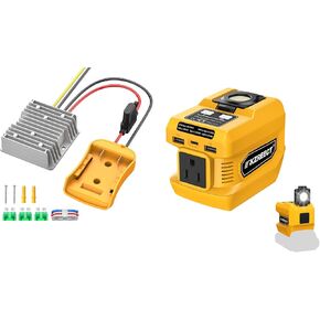 20V to 12V Battery Converter + 220W Power Inverter Compatible with Dewalt 20V Battery