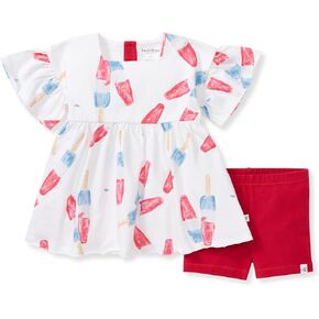 Burt's Bees Baby baby-girls Top and Shorts Set, Tunic and Shorts Bundle, 100% Organic Cotton