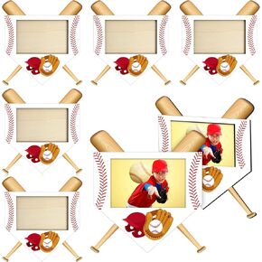 6 Pcs Softball Picture Frame Wooden Sports Athletics Frames Fits 4 x 6 Inch Photograph Softball Gifts for Athletes Coach Team Sports Theme Birthday Party Gifts Home Office Tabletop Display