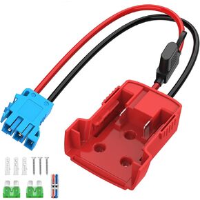Battery Adapter for Milwaukee M18 Battery, for Powel Wheel Battery Conversion Kit with Fuse Holder and Wire Harness Connector for Peg-Perego Kids Ride-on Toy (No Battery)
