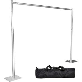 Heavy Duty Backdrop Stand, 10x10ft Pipe and Drape Backdrop Stand Kit with Upgrade Clip on Telescopic Poles Frame and Metal Base, Background Holder for Parties Wedding Birthday Photography