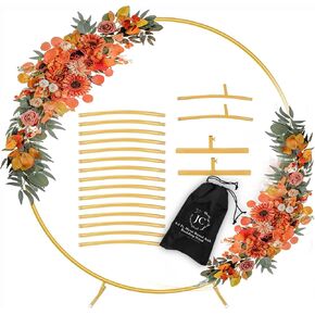 JC HUMMINGBIRD 6.5FT Round Arch Stand Circle Balloon Arch Stand Metal Backdrop Arch Frame Wedding Arches for Ceremony Birthday Party Baby Shower Decoration (Gold)