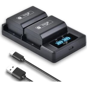 Pickle Power 2600mAh NP-FZ100 Battery and LED Dual Charger for Sony A7 III, A7IV, FX3, FX30, A7R IV, A7R III,A7C, A7S III, ZV-E1, A6700, A6600, A1, A9, A9R, A9S, A9 II