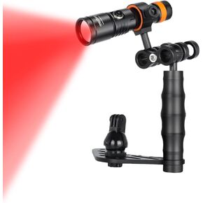 ORCATORCH D530V Red LED Dive Video Light 160 Lumen 120 Degrees Photography Light with Ball Joint & ORCATORCH H02 Underwater Camera Tray Kit