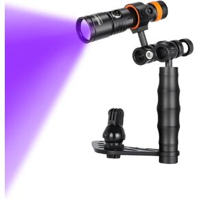 ORCATORCH D530V Video Light with 395NM LED UV Light Blacklight 120 Degrees Photography Light with Ball Joint & ORCATORCH H02 Underwater Camera Tray Kit