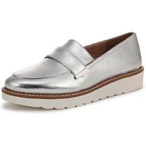 Naturalizer Womens Adiline Loafer Silver Metallic Leather 10.5 M