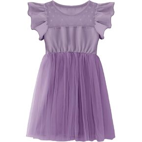 Dutebare Girl Tutu Dress Ruffle Sleeve Toddler Tulle Dresses Cute Princess Party Sundress