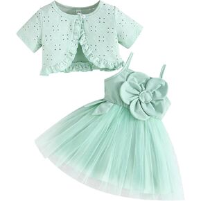 Baby Girl Tutu Dress 2 Piece Toddler Cardigan Tulle Sundress Girls Princess Baptism Dresses Infant Summer Outfit Set