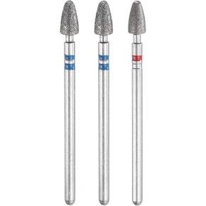 HARFINGTON 3pcs Diamond Grinding Bit Set 4mm Bullet-Head 2.35mm Shank 7mm Length Stone Sanding Drill Bits Rotary Tool for Ceramic Glass Nails Grinding Polishing