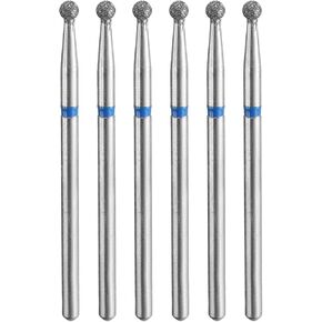 HARFINGTON 6pcs 200-230 Grits Diamond Grinding Bit 2.5mm Ball Head 2.35mm Shank 2.5mm Length Stone Sanding Drill Bits Rotary Tool for Ceramic Glass Nails Grinding Polishing, Red