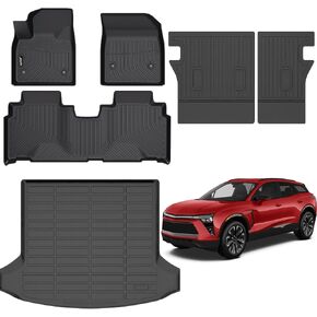 Jenofa-Car Floor Mats & Cargo Liner for Chevy Blazer EV 2024 2025 All Weather Floor Mats Set Custom for Blazer EV Full Set TPE Floor Liners for 2025 Chevrolet Blazer EV Accessories Black