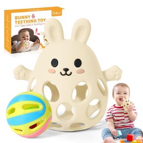 Orzbow Baby Teething Rattle Toys, Wrist Rattles Teething Mitten for Teething Relief, Easy Grasp Hand Teether with Textured Surface, Easter Gift for Newborn 3-6-12 Months, Food Grade Silicone, Green