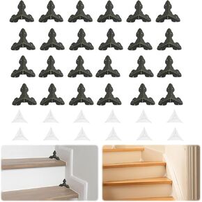 MOROBOR Stair Dust Inner Corners,48pcs Decorative Corner Stair Corner Dust Guards Decorative Cover Pad Metal Furniture Guard Edge for Cabinet Drawer Desk Jewelry Box(Black)