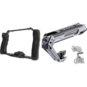 NEEWER Video Camera Cage Rig with Arca Type Quick Release Plate, Dual Grips, 3/8" ARRI & 1/4" Threads, Cold Shoes, CA078 All Metal Stylish Camera Top Handle Included