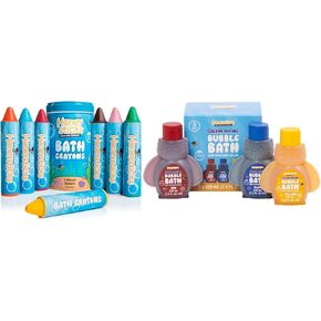 Honeysticks Super Jumbo Bath Crayons (7 Pack) & Kids Bubble Bath Set – Non-Toxic, Natural Beeswax, Food-Grade Colors, Fragrance-Free, Color-Changing Fun, Super Foaming Bubbles, Safe for Toddlers & Kid