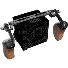 NICEYRIG Wooden Side Handle Kit with Dual Handheld Rosette Wooden Grips, Rosette Extension NATO Rail Applicable for RED DSMC2 Weapon/Epic-w/Scarlet-w/Raven, Camcorder Cinema Camera