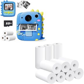 Kids Camera Instant Print Blue with 10 Rolls Refills for Boys