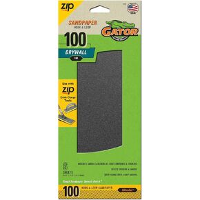 Gator 7157 Hook and Loop Fine 100-Grit Drywall Sheet Sandpaper, 4.5 x 10.5 Inch, 6 Sheets